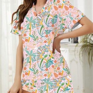 NEW Pink Tropical Floral Pj Set